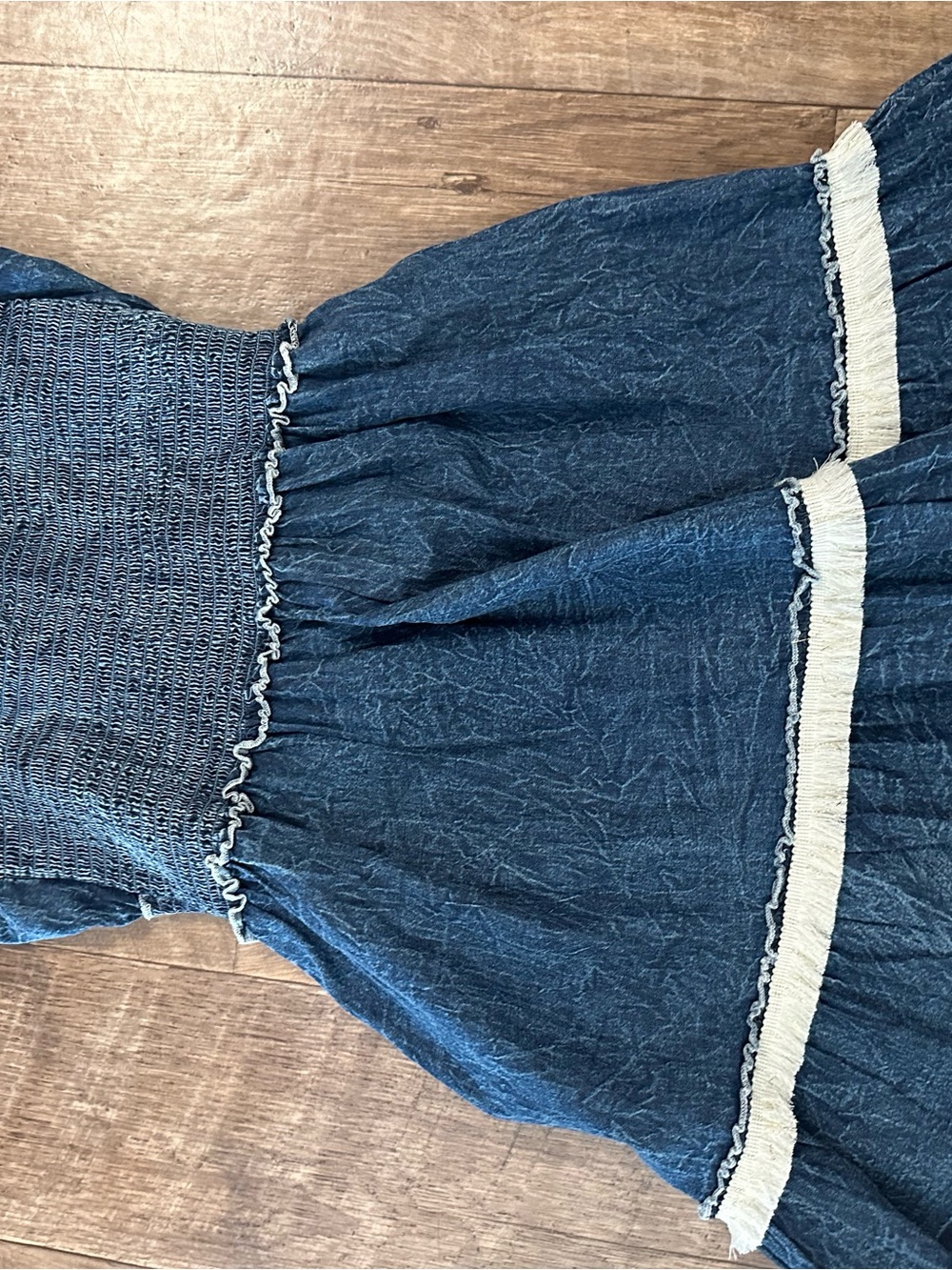 POL Blue Embroidered Tassel-Front Mini Dress - Picture 2 of 2